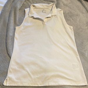 Nike dry fit, white, size small sleeveless collared golf shirt
